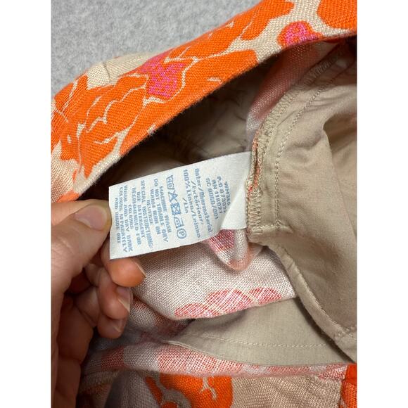Boden Womens Size 6P Linen Cropped Orange Tan Printed Pants - Picture 8 of 12